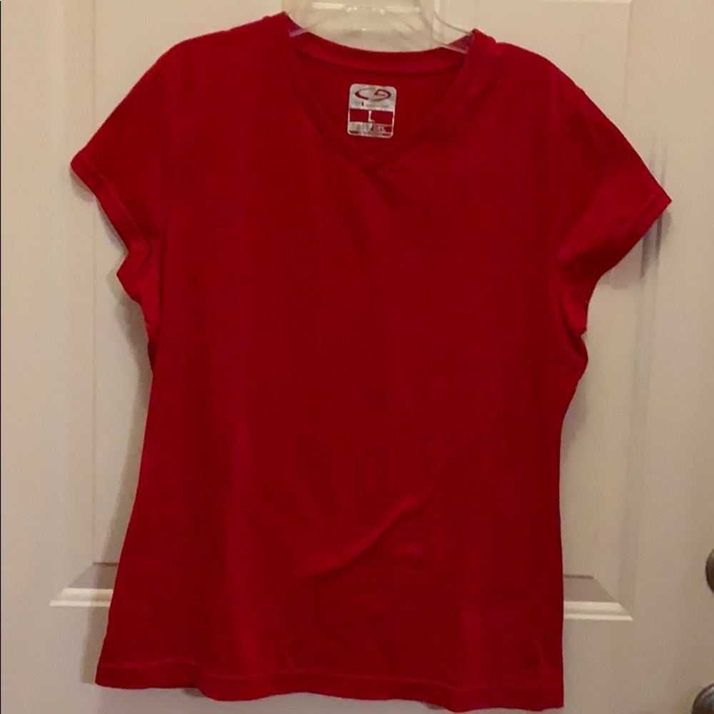 Red Champion tee size large